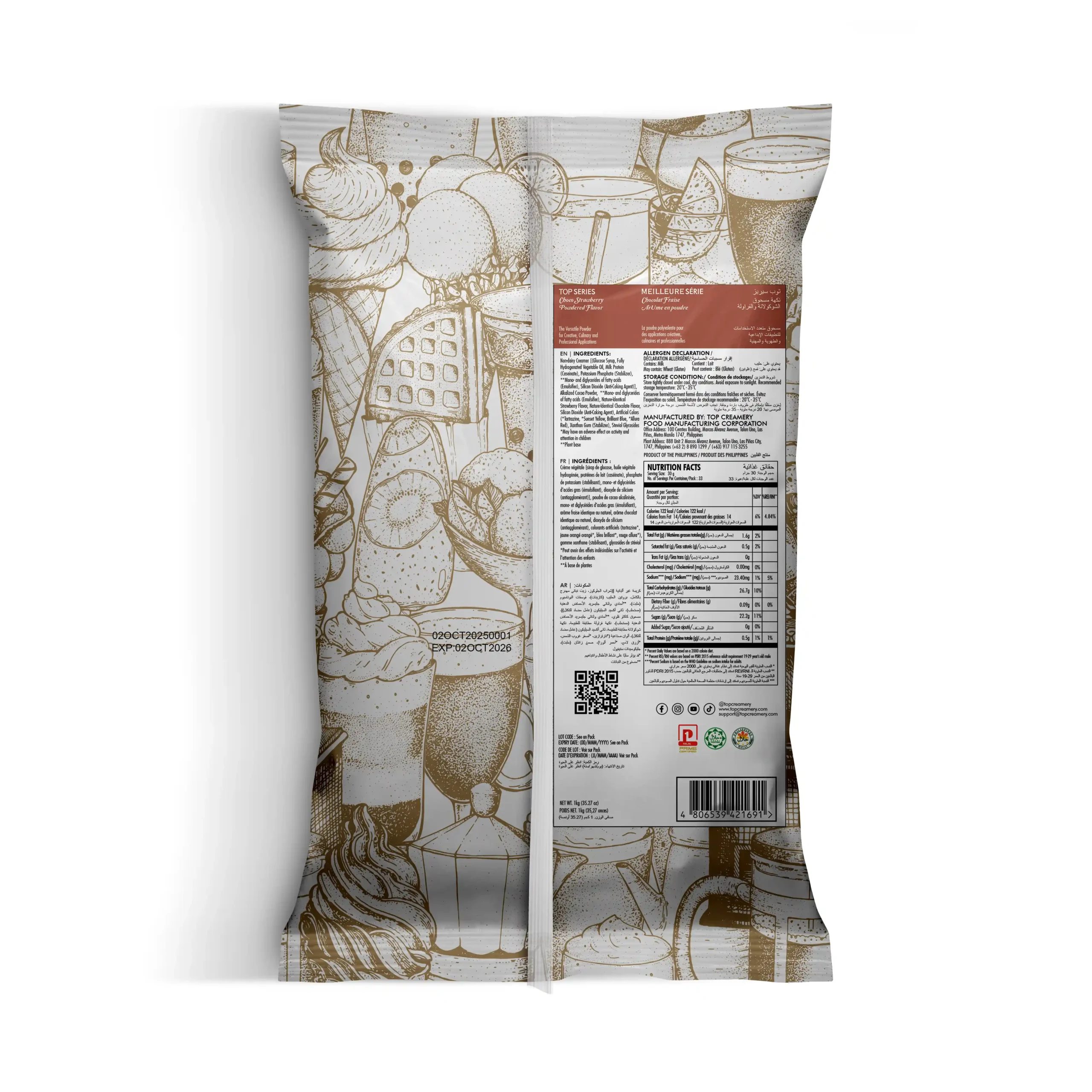 TOP Series Choco Strawberry Powder 1kg - Image 2