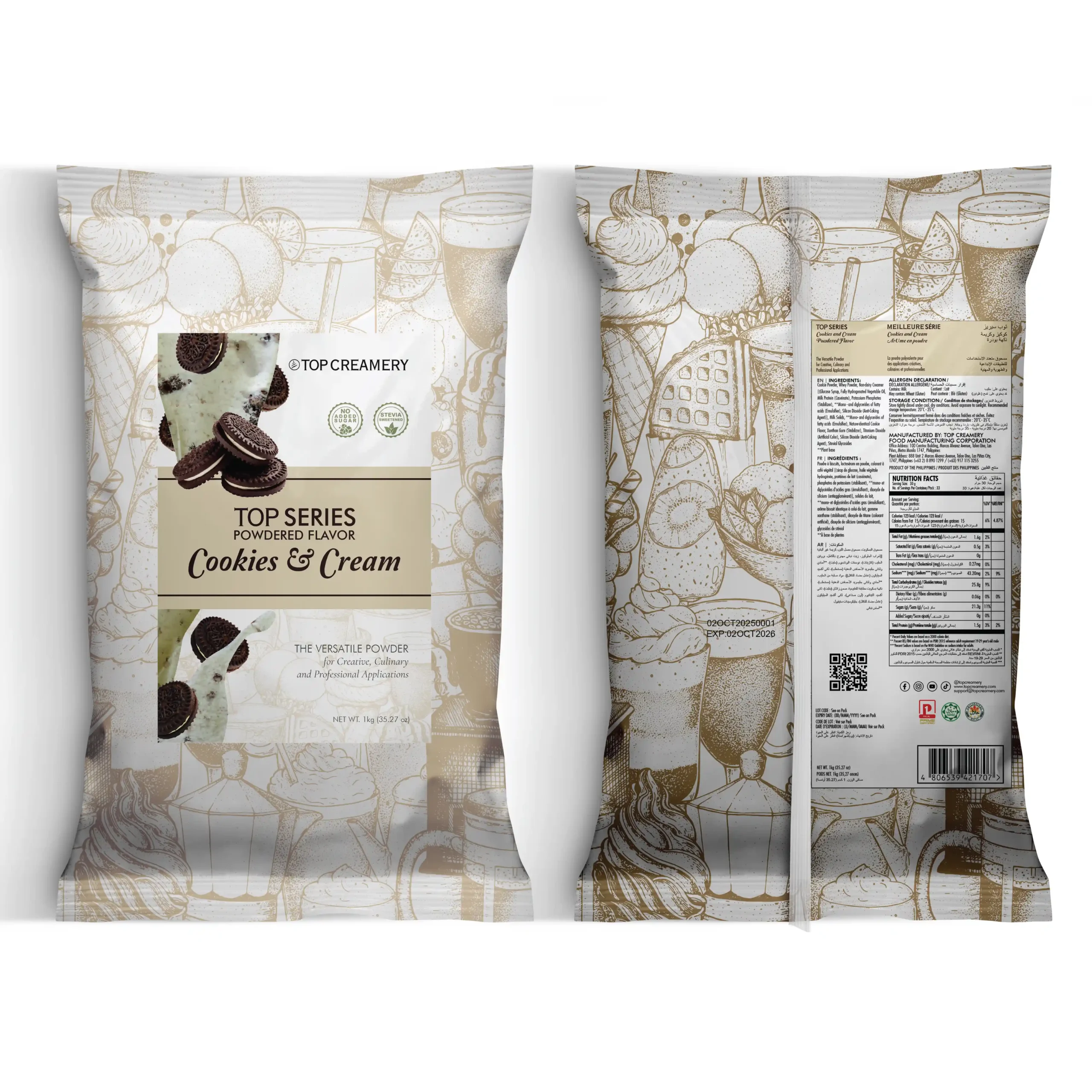 TOP Series Cookies and Cream Powder Flavor 1kg - Image 3