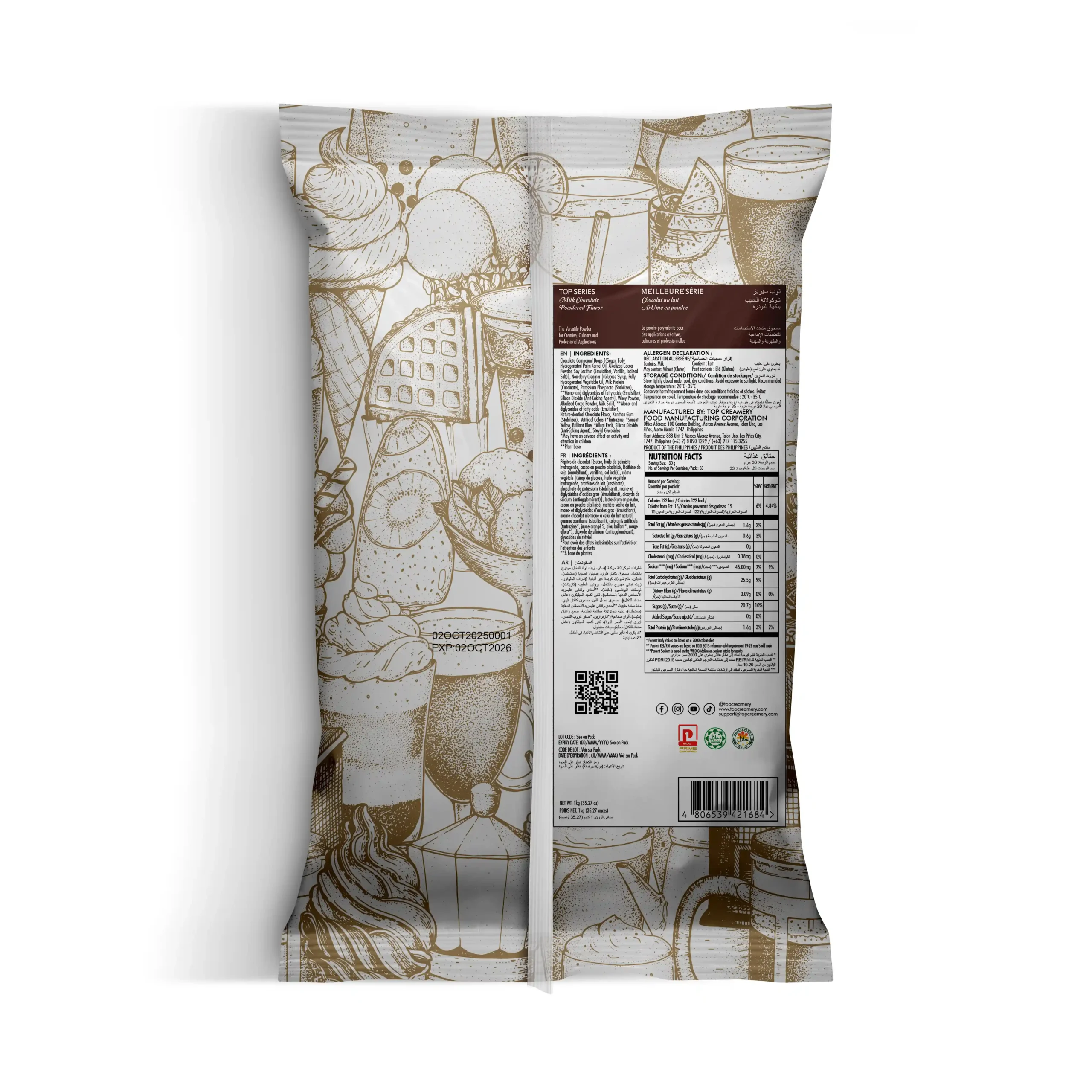 TOP Series Milk Chocolate with Choco Chips Powder 1kg - Image 2