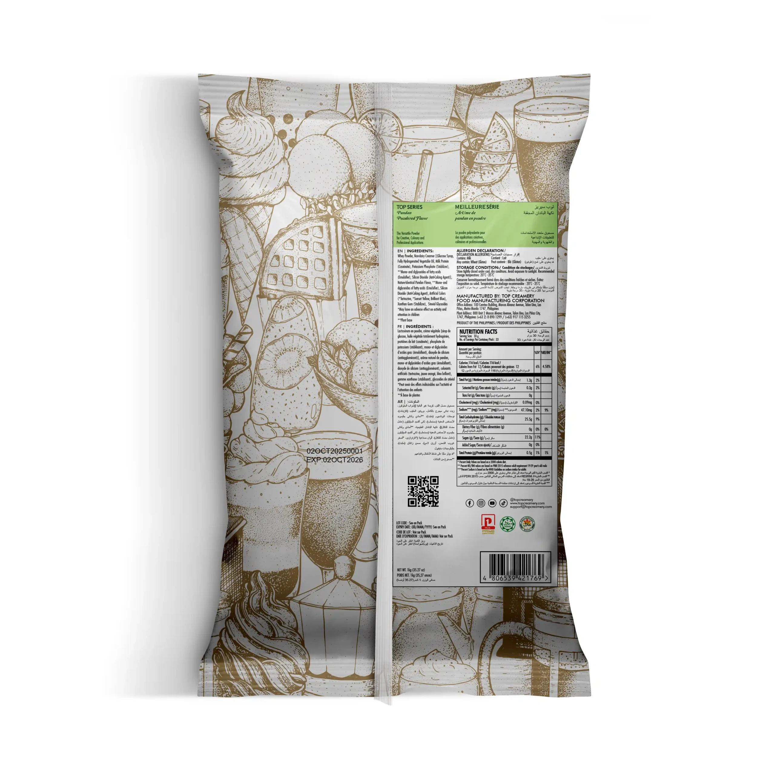 TOP Series Pandan Powder Flavor 1kg - Image 2
