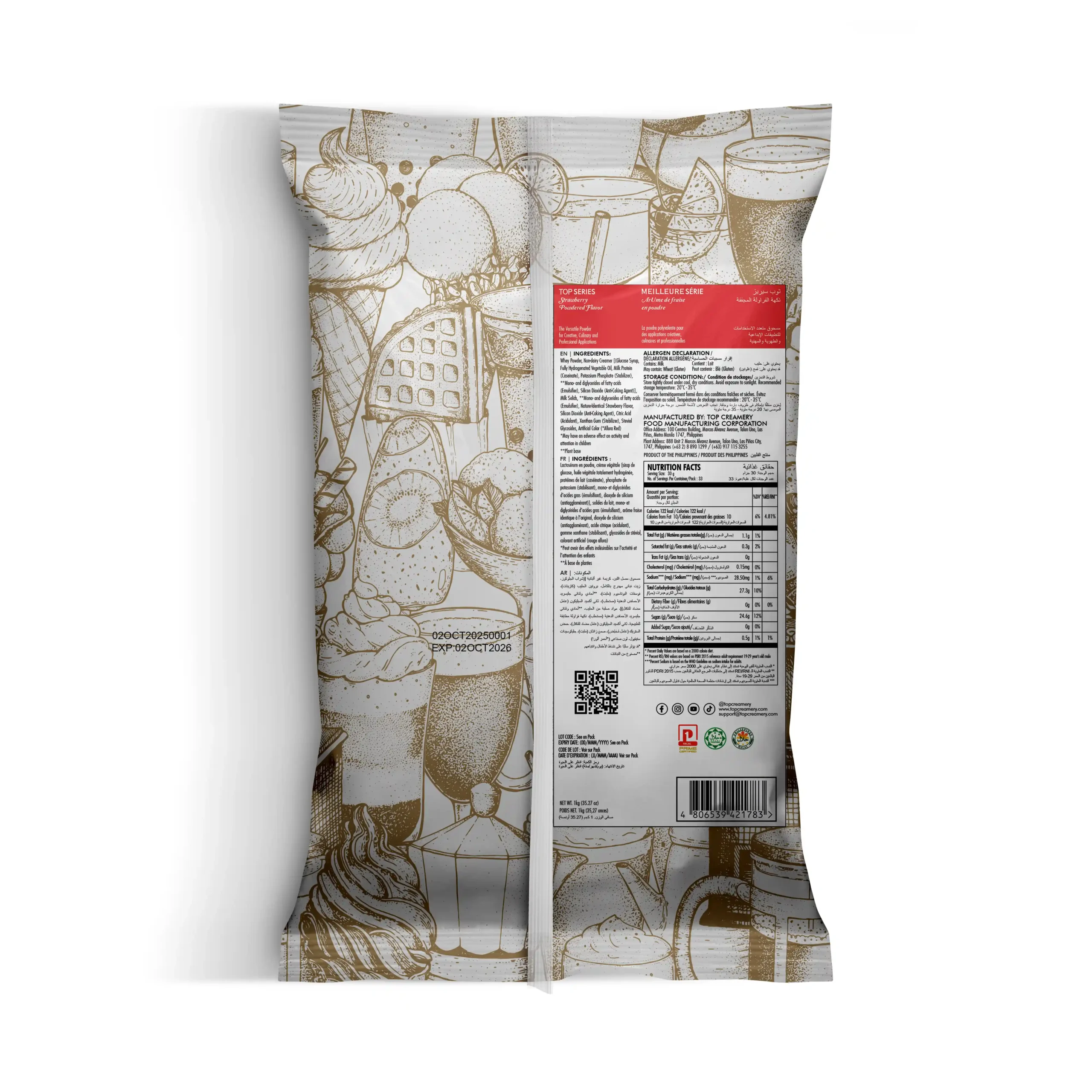 TOP Series Strawberry Powder Flavor 1kg - Image 2