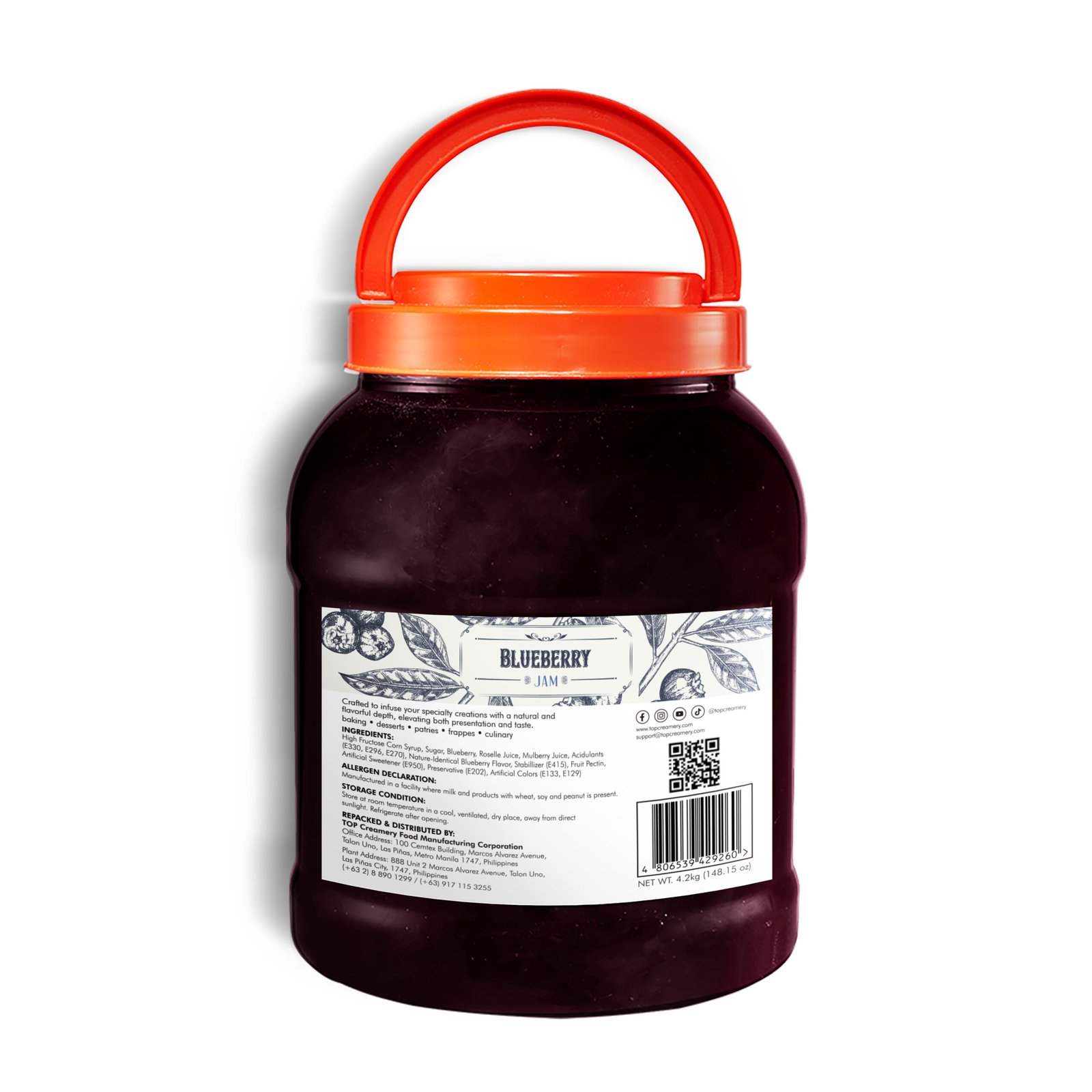 TOP Series Blueberry Jam 4.2Kg - Image 2