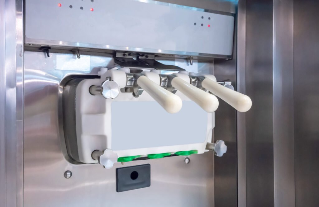 Three,Faucets,Commercial,Soft,Serve,Ice,Cream,Machine,In,Store