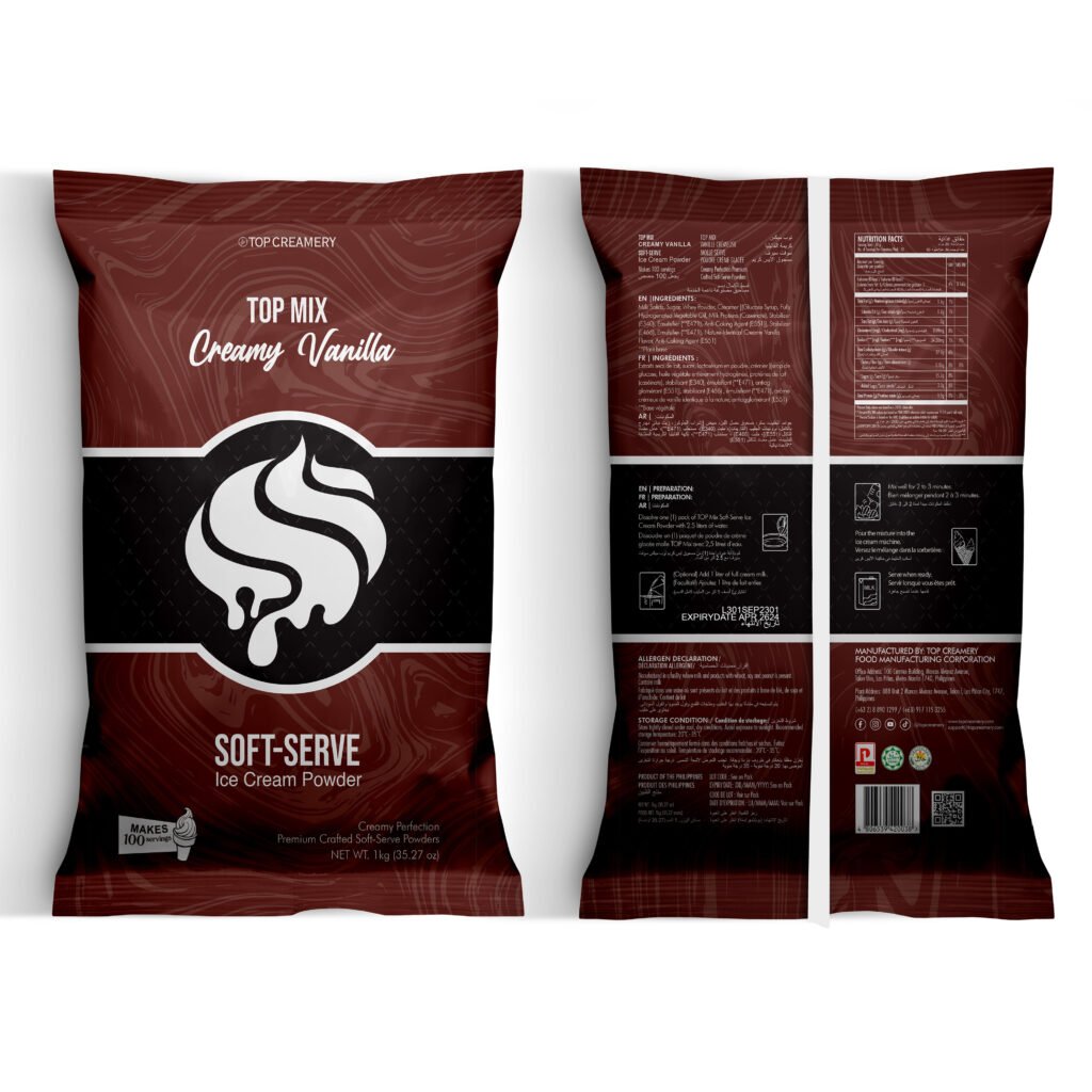 TOP Mix Soft-Serve Ice Cream Creamy Vanilla Powder 1kg | TOP Creamery