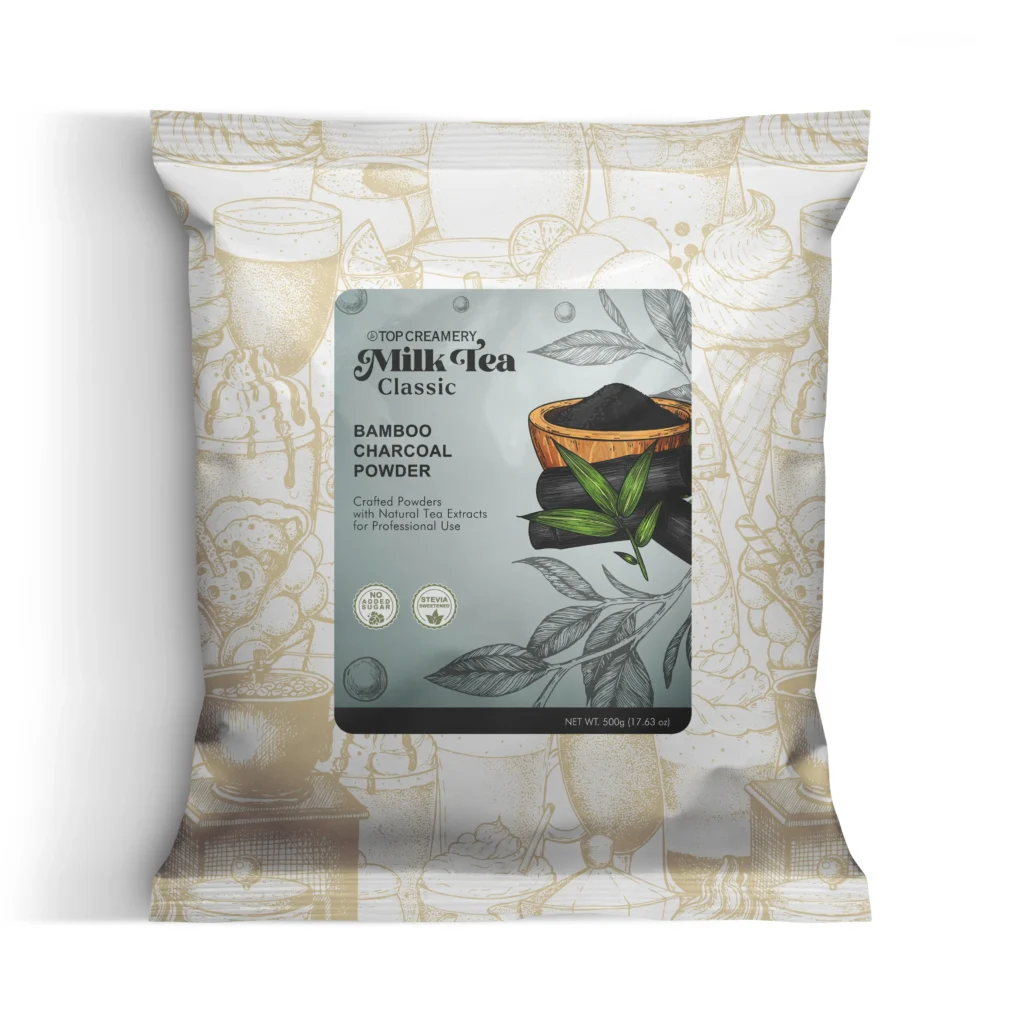 Milk Tea Series Bamboo Charcoal Powder 500g black milk tea mix packaging front view