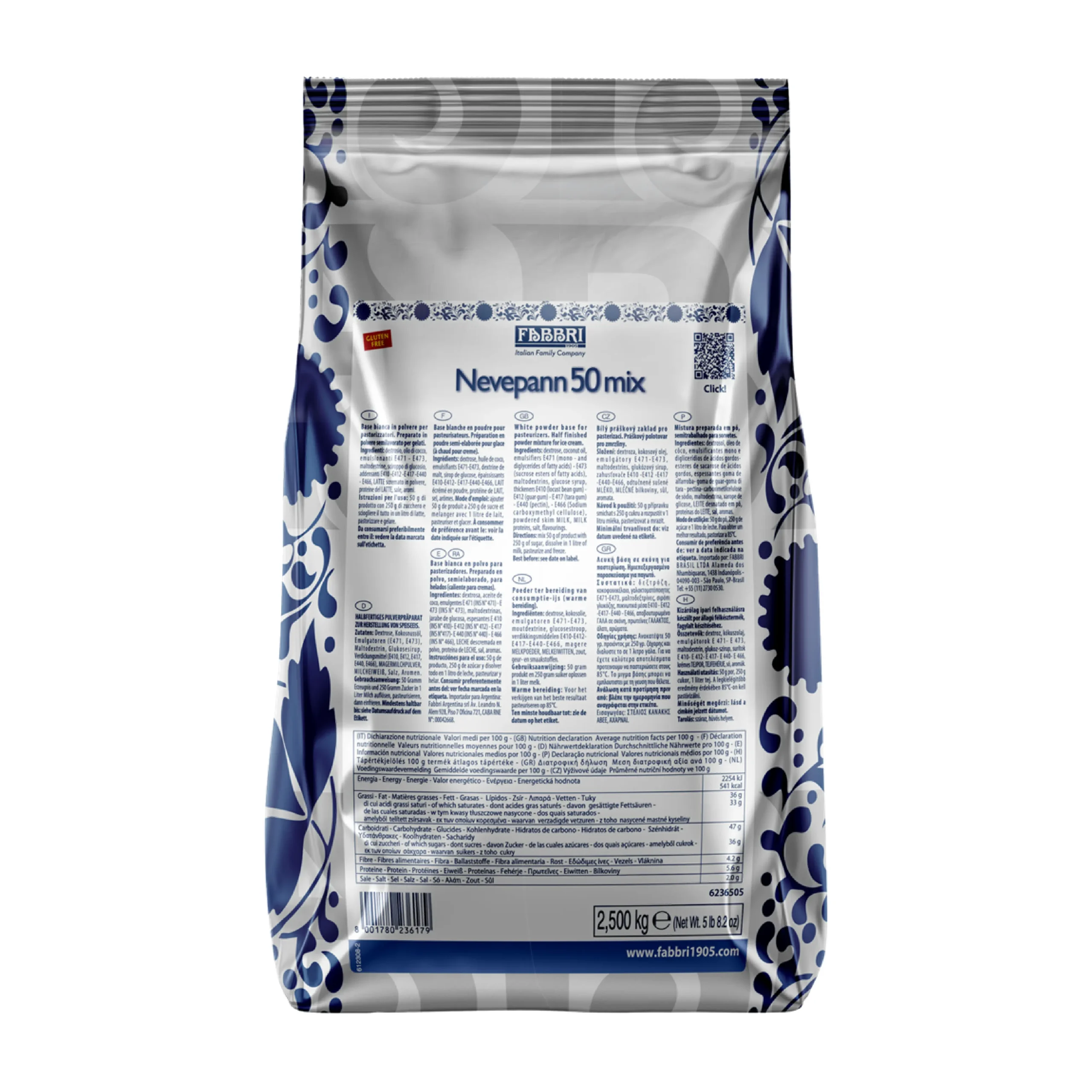 Fabbri 1905 Belpanna 50 C F Gluten-Free Ice Cream Base Powder 2.5kg