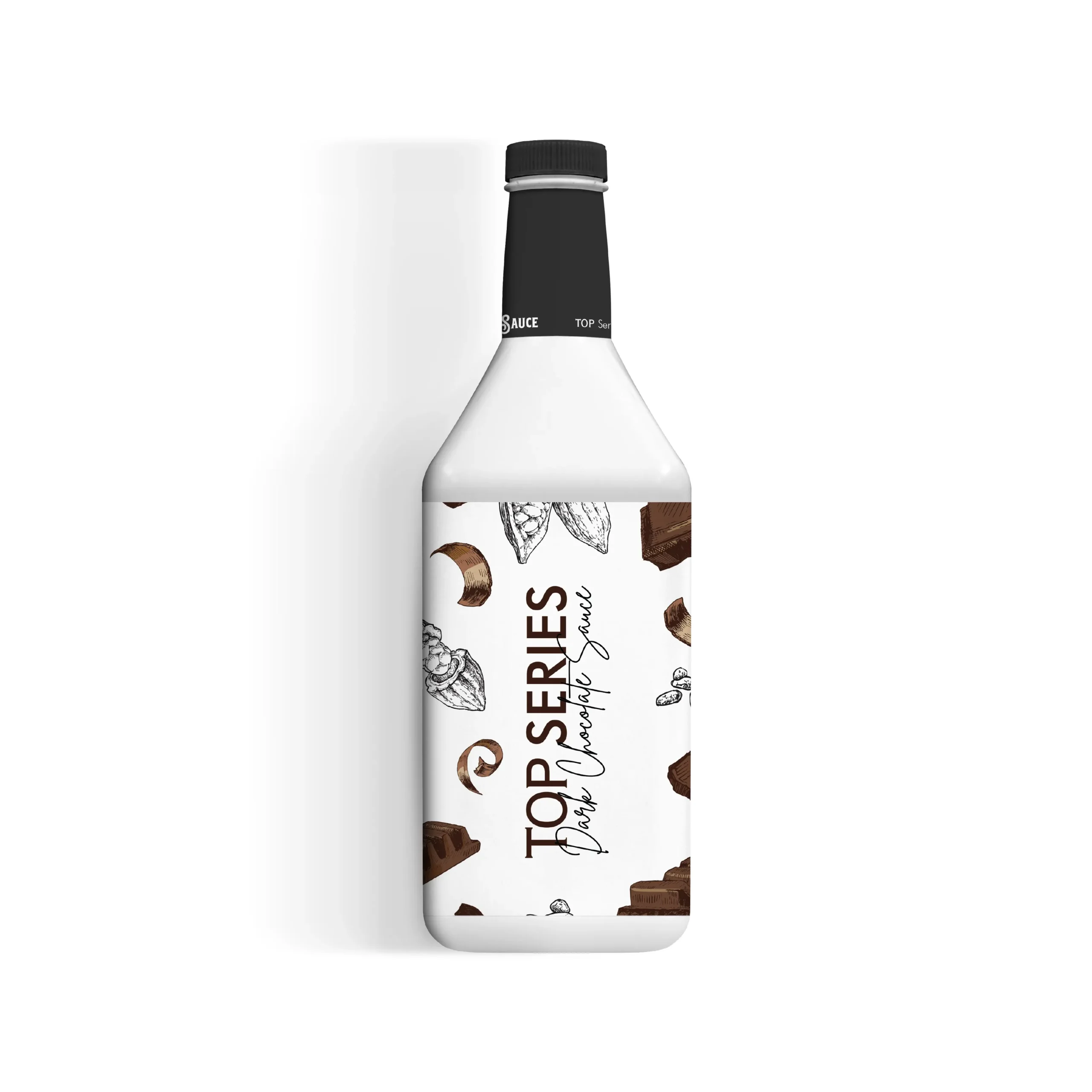 TOP Series Dark Chocolate Sauce 2kg dark chocolate sauce bottle packaging logo view
