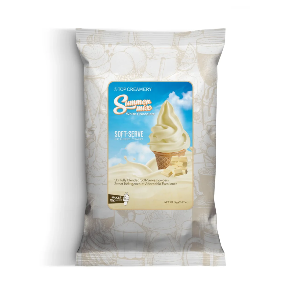 Packaging bag for Top Creamery Summer Mix white chocolate soft-serve ice cream powder