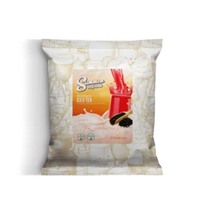Bag-style packaging for a beverage powder labeled 'Summer Fresh Iced Tea' with a red pouring liquid image on the front, on a white background.