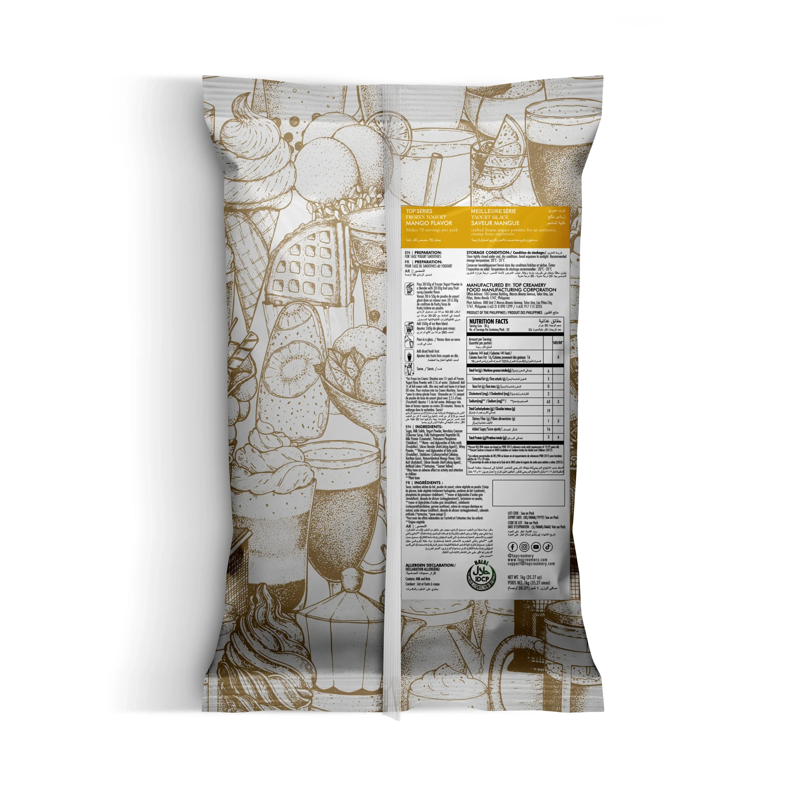 TOP Series Frozen Yogurt Mango Powder 1kg - Image 2