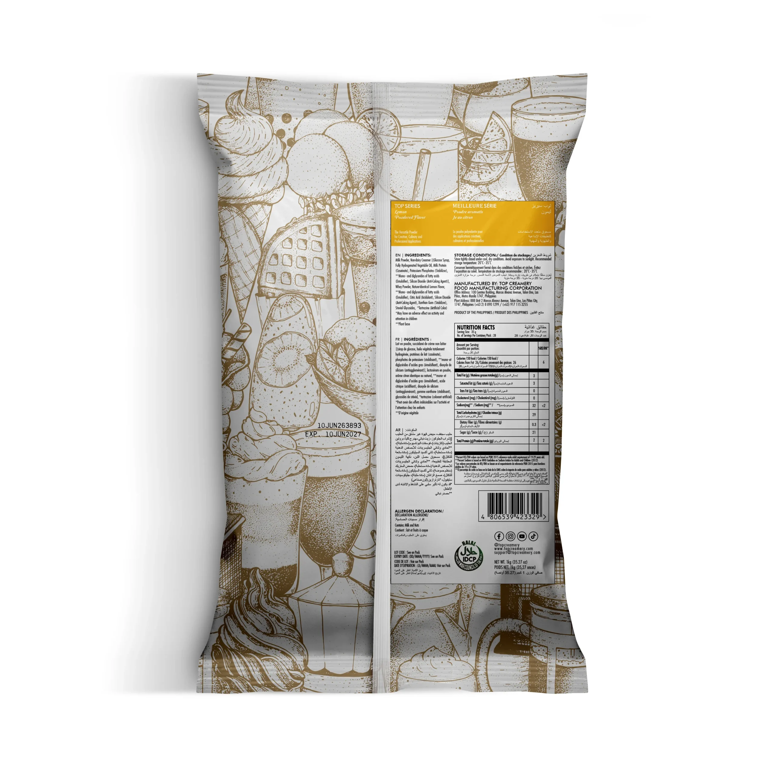 TOP Series Lemon Powder Flavor 1kg - Image 2