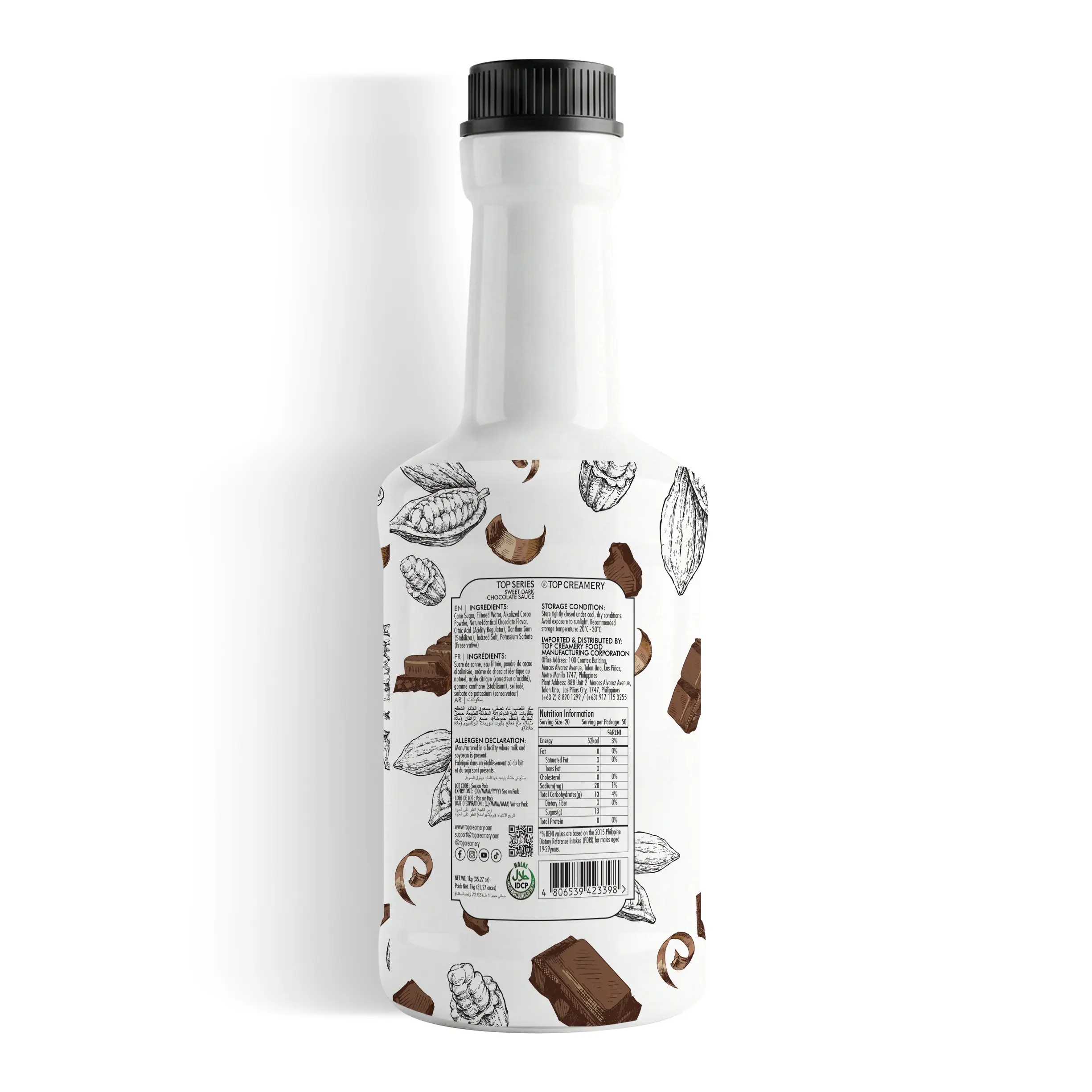 TOP Series Sweet Dark Chocolate Sauce 1kg - Image 2